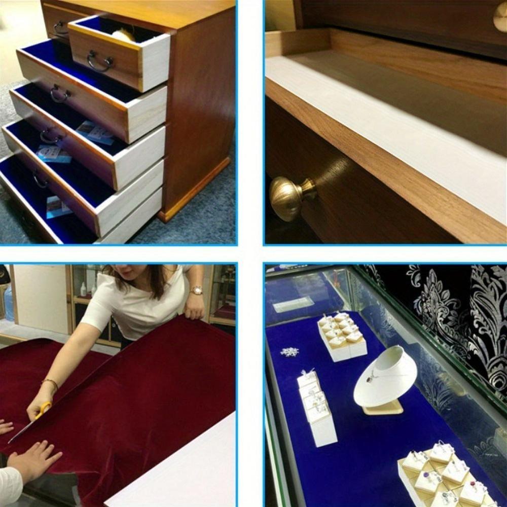 Self-Adhesive Velvet Felt Sticker Roll 1.2mm Black Red Gray Decorative Fabric for DIY Crafts Jewelry Boxes Car Interior