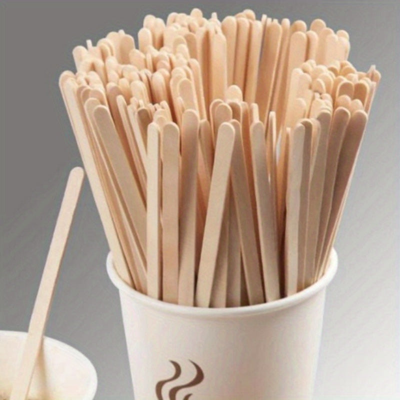 100 Disposable Wooden Coffee Stir Sticks with Round End for Smooth Mixing