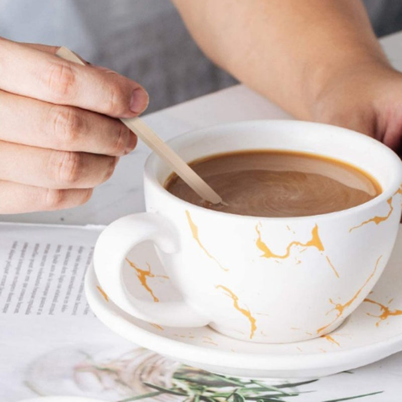 100 Disposable Wooden Coffee Stir Sticks with Round End for Smooth Mixing