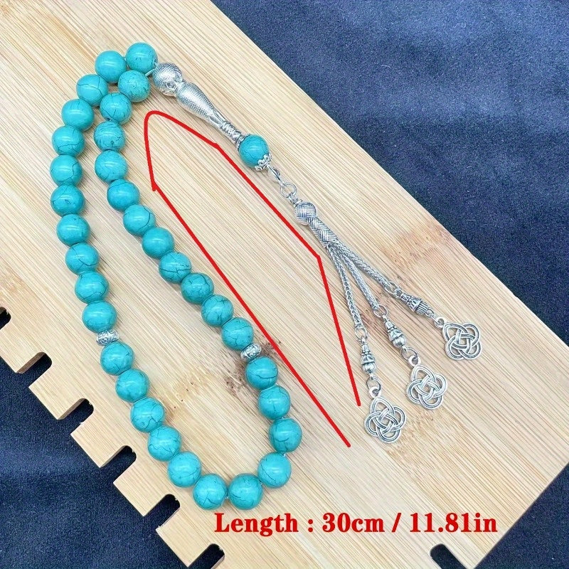 Turquoise Beaded Bracelet 10mm Vintage Style Gift for Men