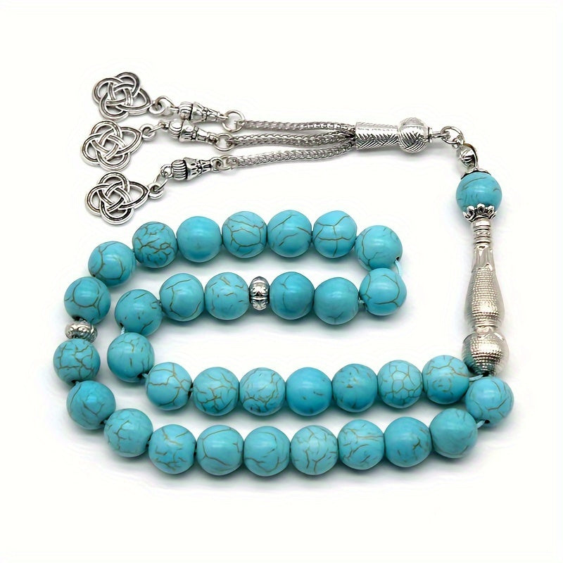 Turquoise Beaded Bracelet 10mm Vintage Style Gift for Men
