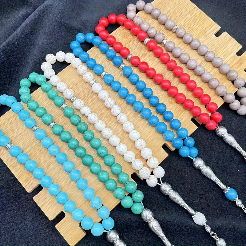 Turquoise Beaded Bracelet 10mm Vintage Style Gift for Men