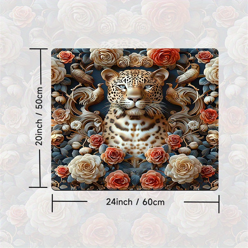 Non-Slip Washer Dryer Top Cover Leopard Roses Polyester 20X24 or 24X24 Inches