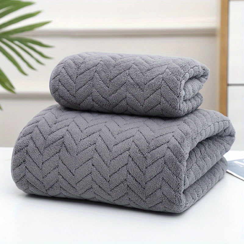 2-Piece Quick-Drying Absorbent Towel Set for Home Travel Gym Spa Light and Dark Gray