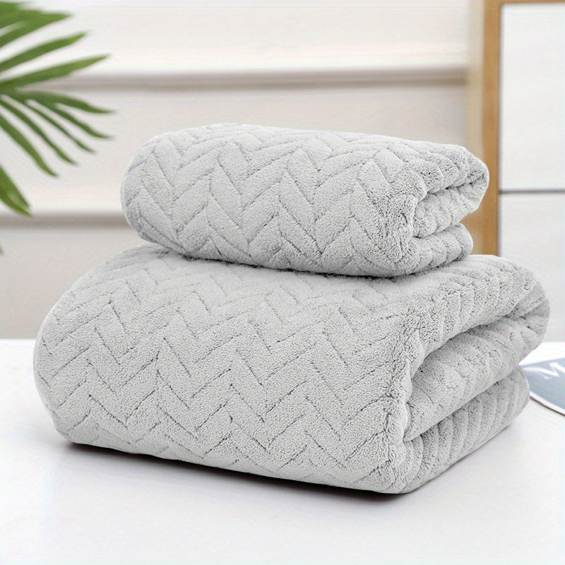 2-Piece Quick-Drying Absorbent Towel Set for Home Travel Gym Spa Light and Dark Gray