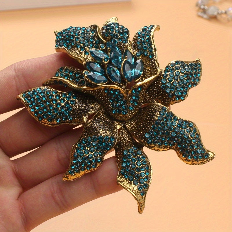 Vintage Orchid Rhinestone Brooch for Women Elegant Floral Pin Jewelry