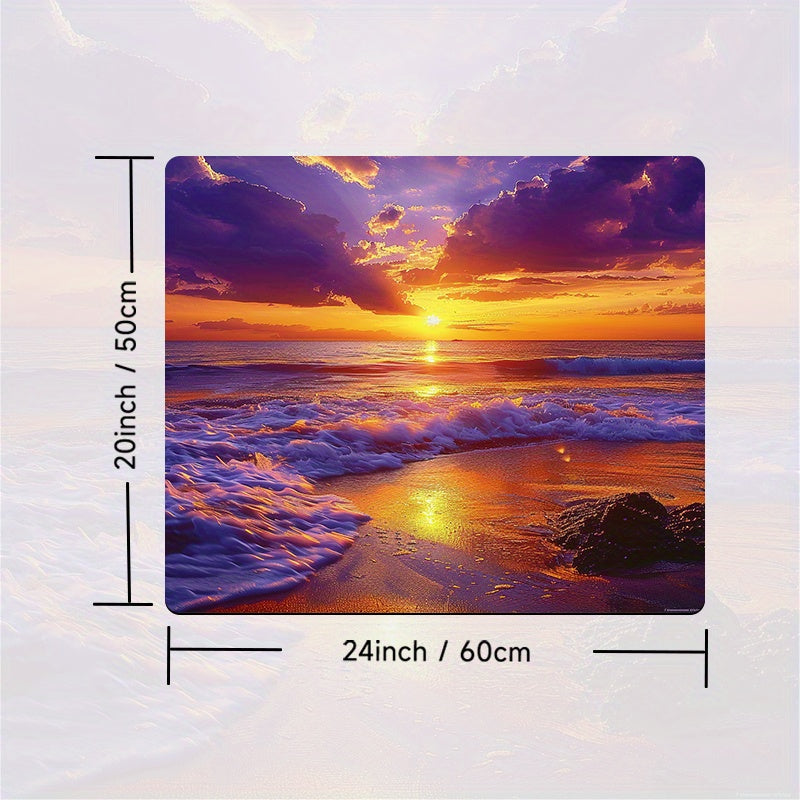 Golden Sunset Beach Scene Non-Slip Polyester Washer Dryer Dust Cover
