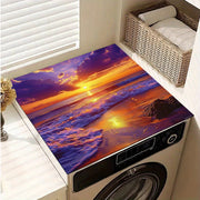 Golden Sunset Beach Scene Non-Slip Polyester Washer Dryer Dust Cover