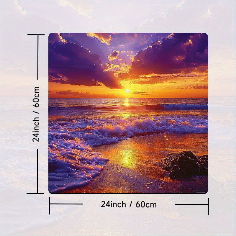 Golden Sunset Beach Scene Non-Slip Polyester Washer Dryer Dust Cover