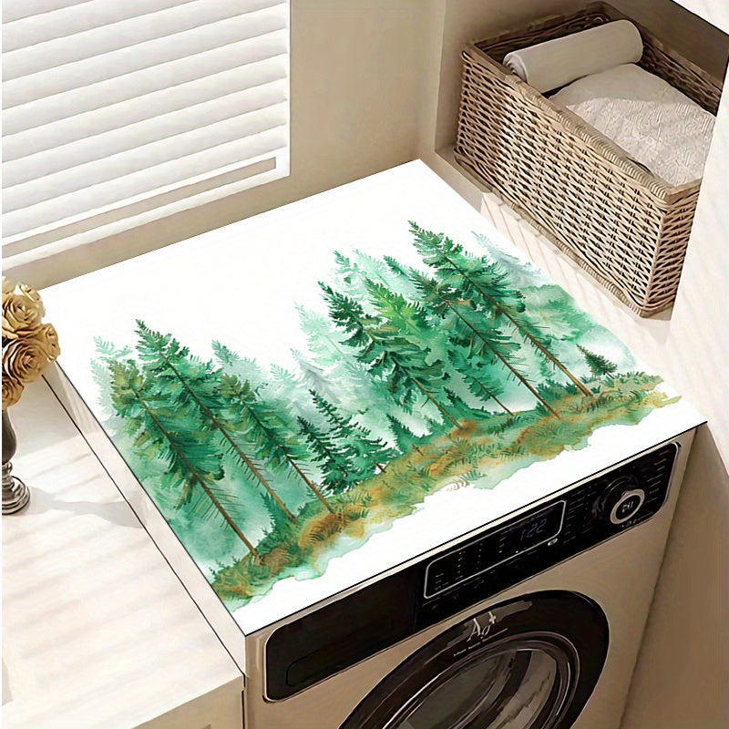 Polyester Dust Cover for Washer Dryer Watercolor Pine Forest Design Non-Slip