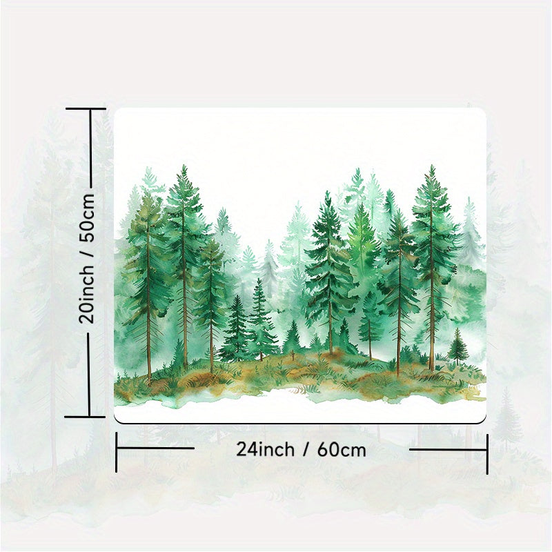Polyester Dust Cover for Washer Dryer Watercolor Pine Forest Design Non-Slip
