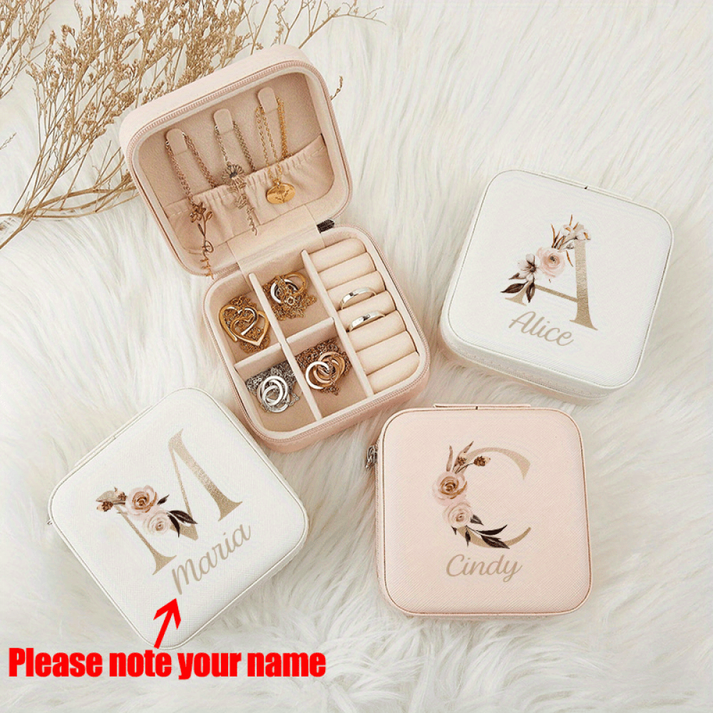 Женская шкатулка для украшений с цветочным узором из PU-кожи, органайзер для хранения, подарок