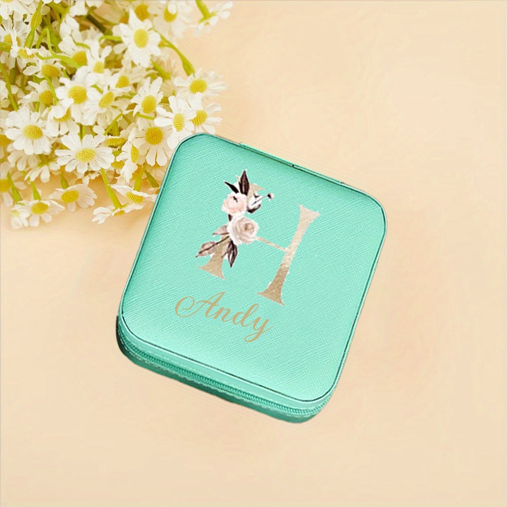 Женская шкатулка для украшений с цветочным узором из PU-кожи, органайзер для хранения, подарок