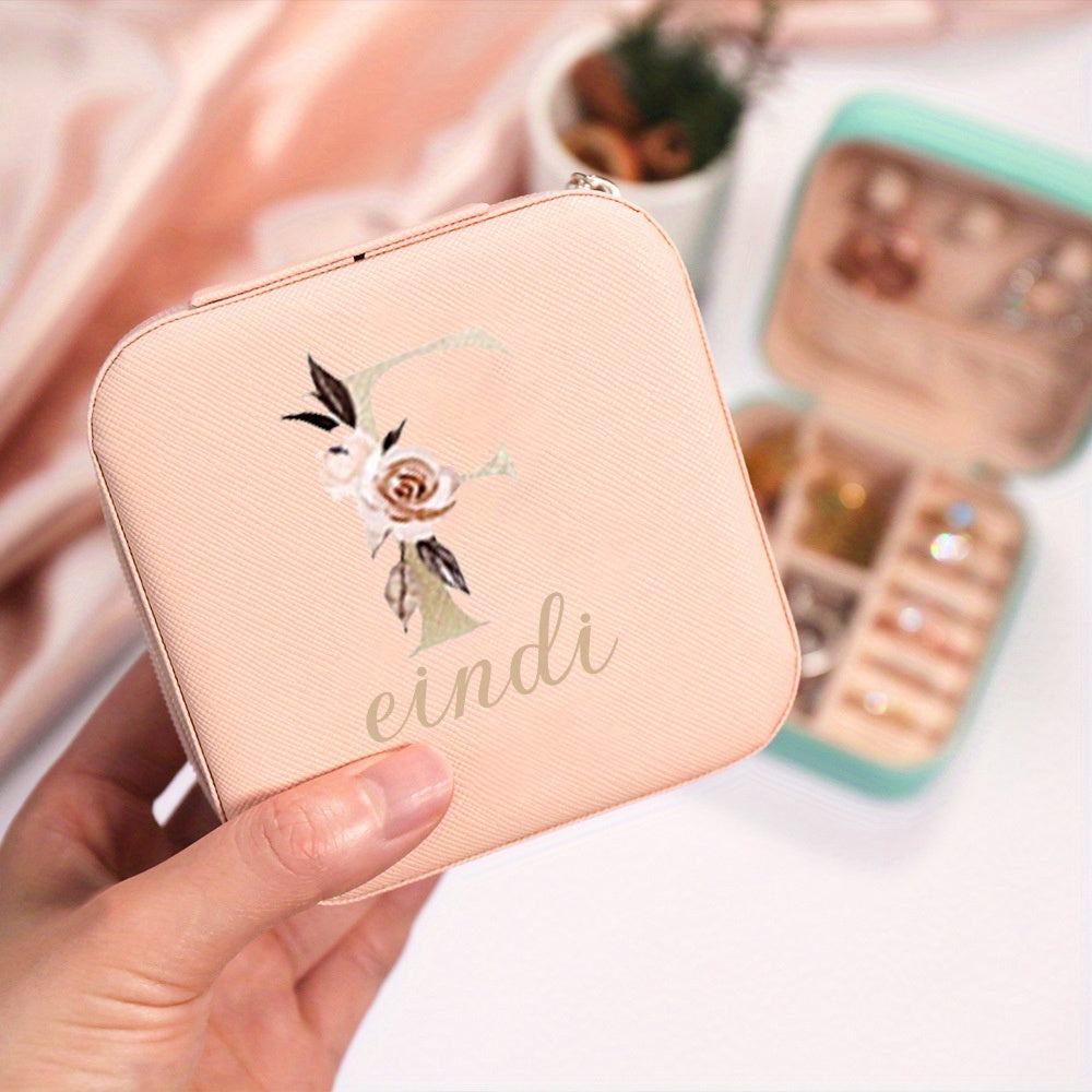 Женская шкатулка для украшений с цветочным узором из PU-кожи, органайзер для хранения, подарок