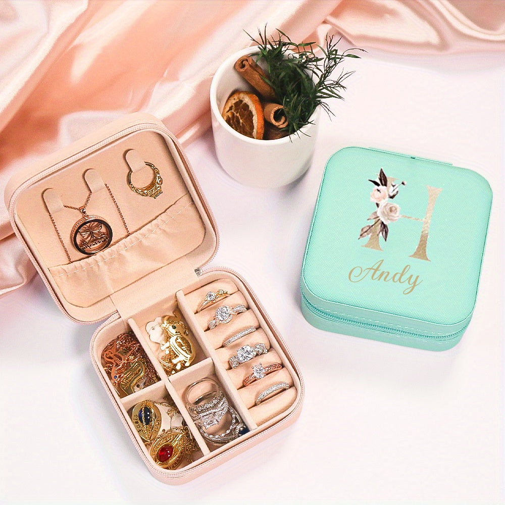 Женская шкатулка для украшений с цветочным узором из PU-кожи, органайзер для хранения, подарок