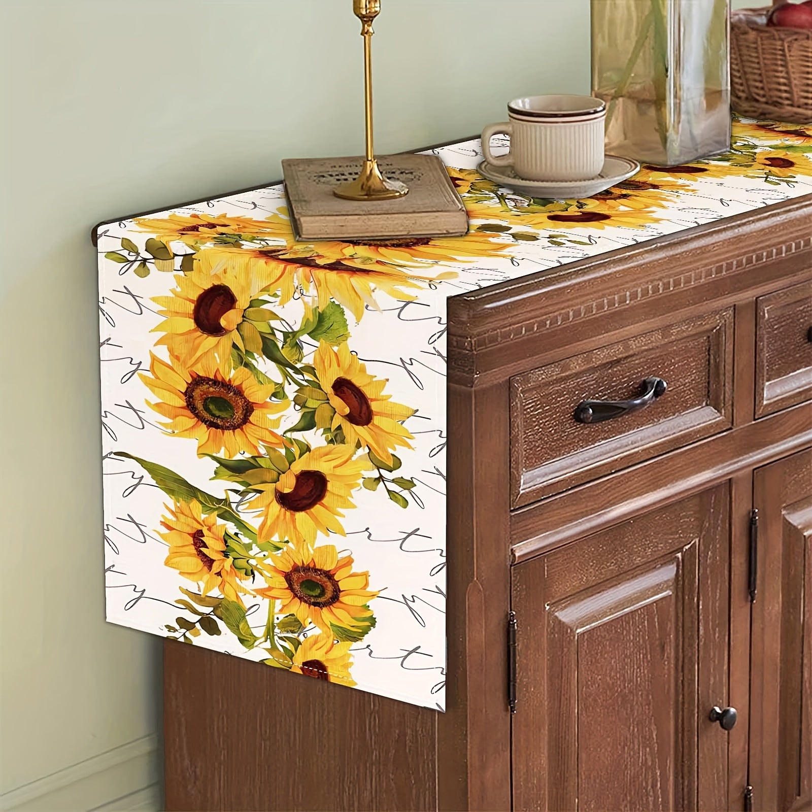 Caminador de mesa con girasoles de otoño, floral vintage, decoración de granja, cocina interior y exterior