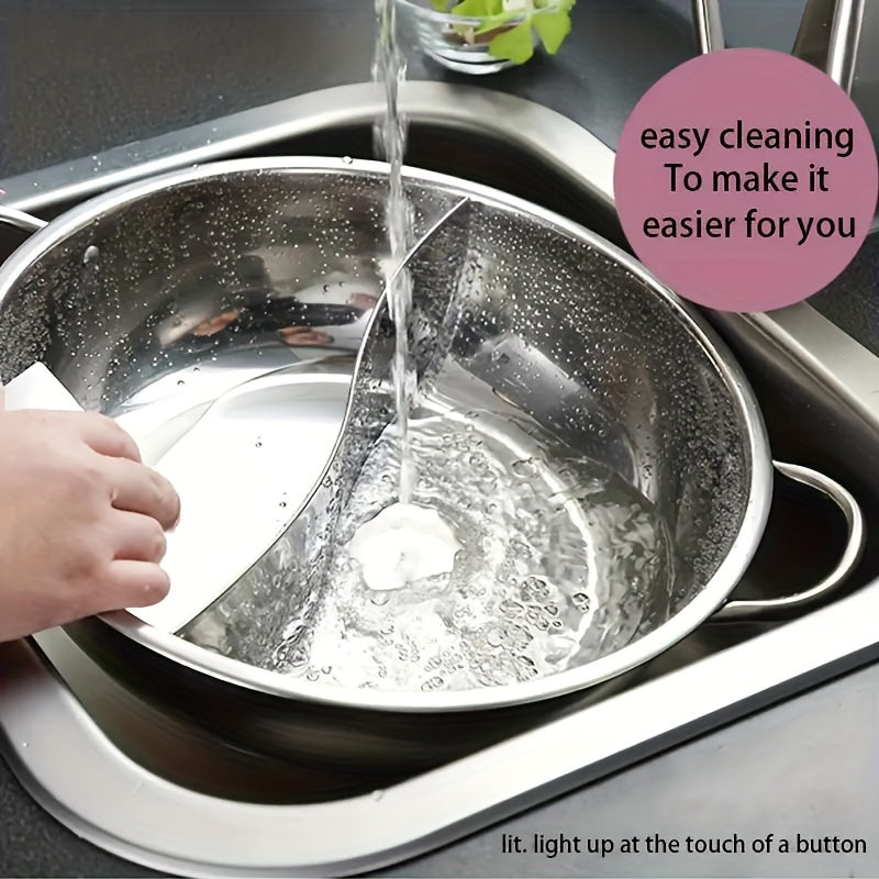 Многофункциональная нержавеющая стальная кастрюля для хот-пота и лапши - оснащена двумя ручками, подходит для индукционных и газовых плит, идеальна для домашних и коммерческих кухонь.