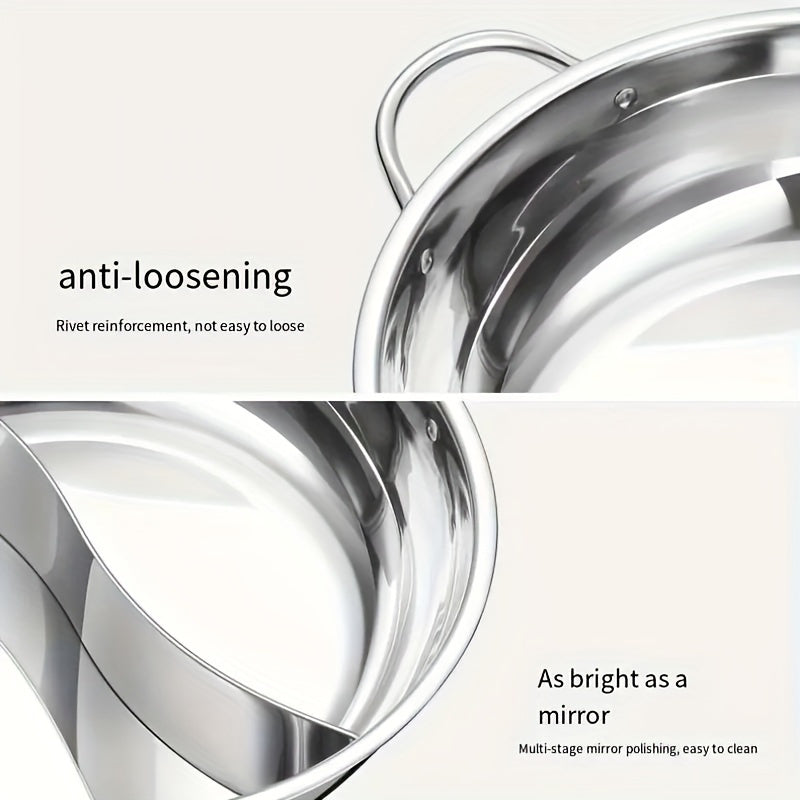 Многофункциональная нержавеющая стальная кастрюля для хот-пота и лапши - оснащена двумя ручками, подходит для индукционных и газовых плит, идеальна для домашних и коммерческих кухонь.