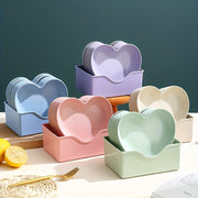 Set of 5 Heart-Shaped Plastic Snack Dishes with Storage Box for Fruit Desserts and Cake