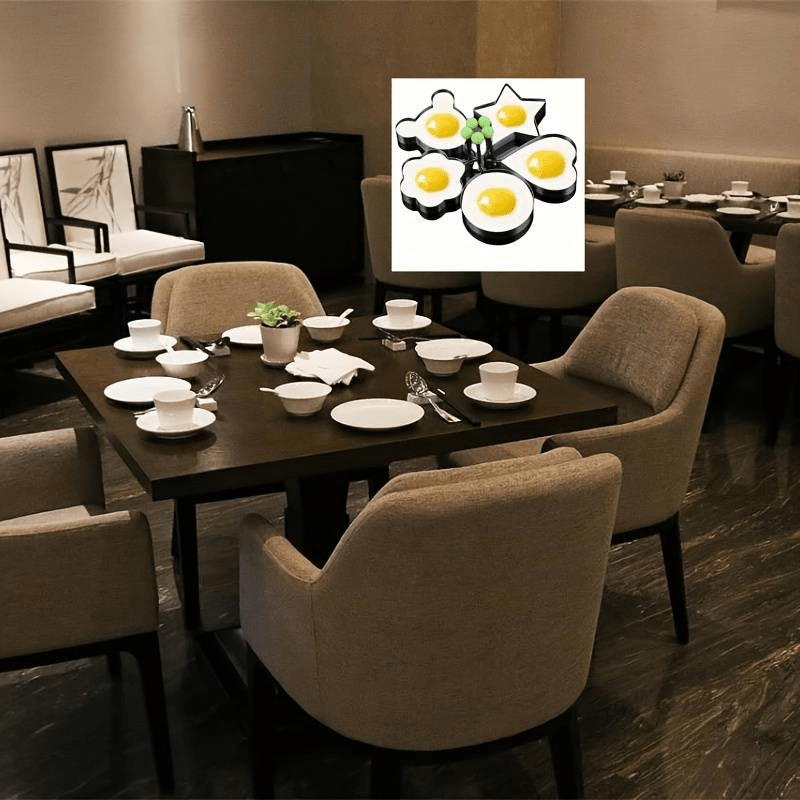 Set of 5 Stainless Steel Egg Molds Non-Stick Heart and Rice Ball Shapers for Cooking