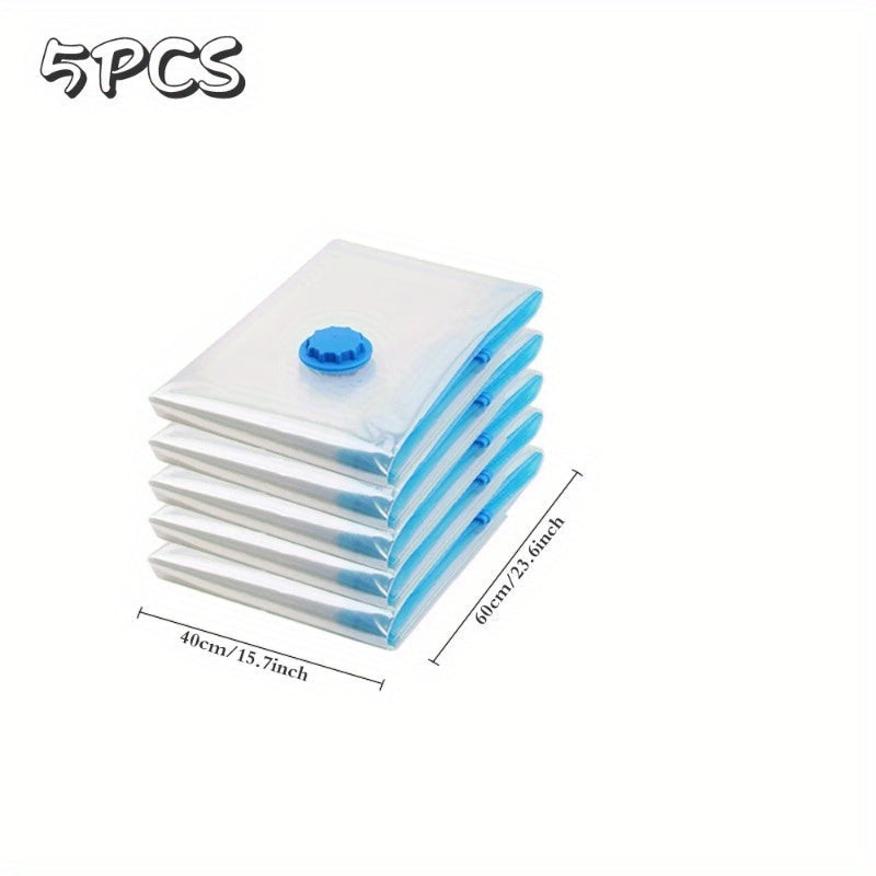 Set of 5 Rectangle Vacuum Compression Storage Bags for Clothes and Quilts