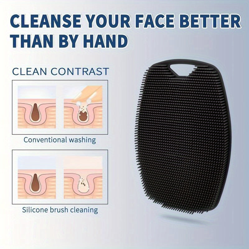 Men's Silicone Body Scrubber Exfoliating Shower Brush Non-Slip Handle Bubble-Free