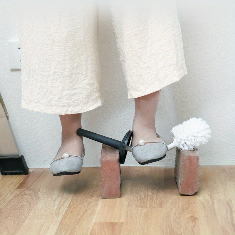 Contemporary Japanese Toilet Brush Set with Holder, Effortless Bathroom Cleaning