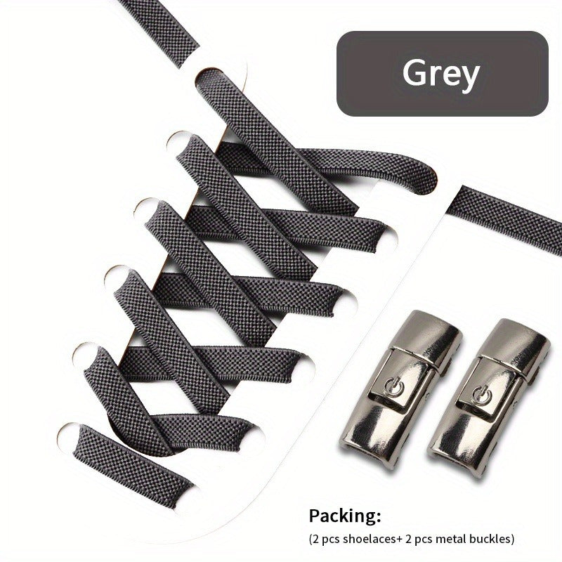 Adjustable Elastic Shoelaces for Men and Women – Metal Buckles, Sports and Casual