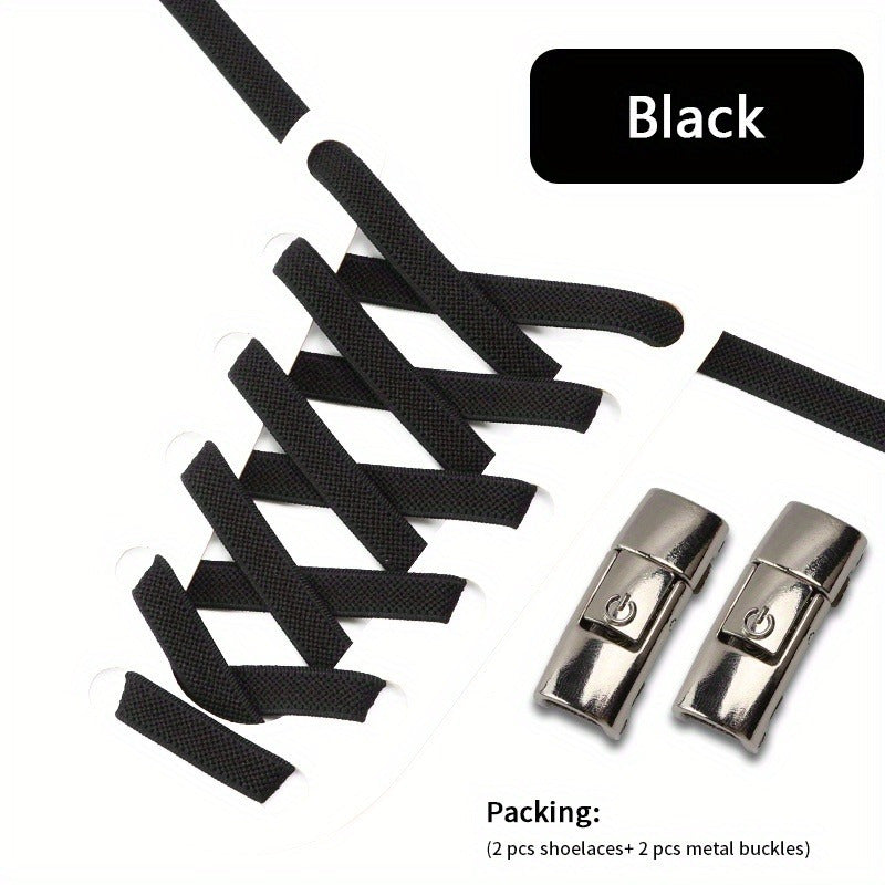 Adjustable Elastic Shoelaces for Men and Women – Metal Buckles, Sports and Casual