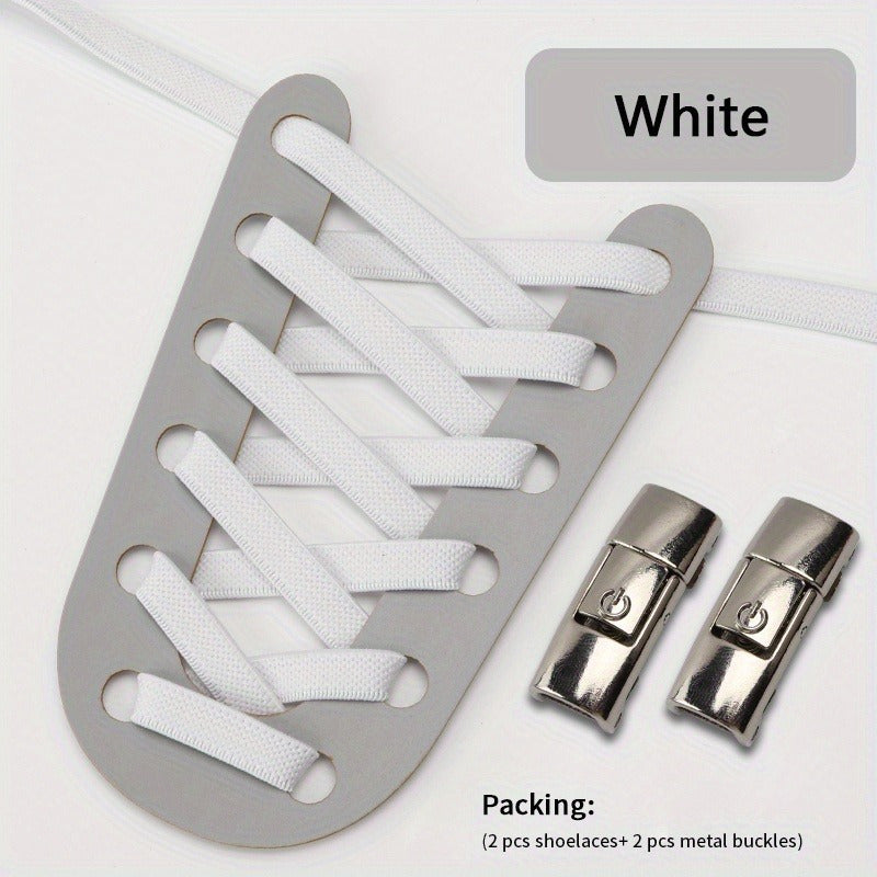 Adjustable Elastic Shoelaces for Men and Women – Metal Buckles, Sports and Casual