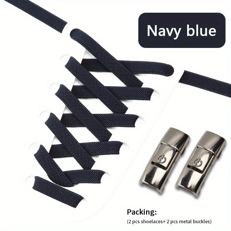 Adjustable Elastic Shoelaces for Men and Women – Metal Buckles, Sports and Casual
