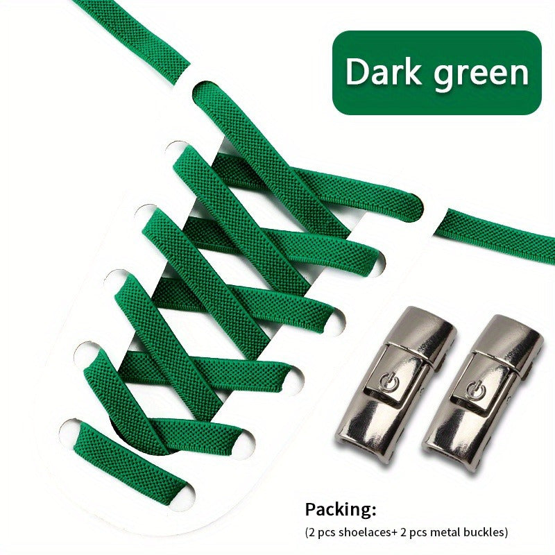 Adjustable Elastic Shoelaces for Men and Women – Metal Buckles, Sports and Casual