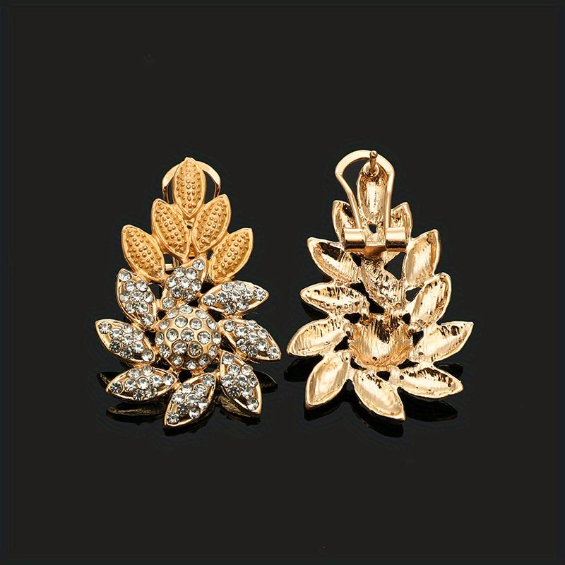 Women's Gold Tone Jewelry Set with Necklace Bracelet Earrings and Ring for Weddings