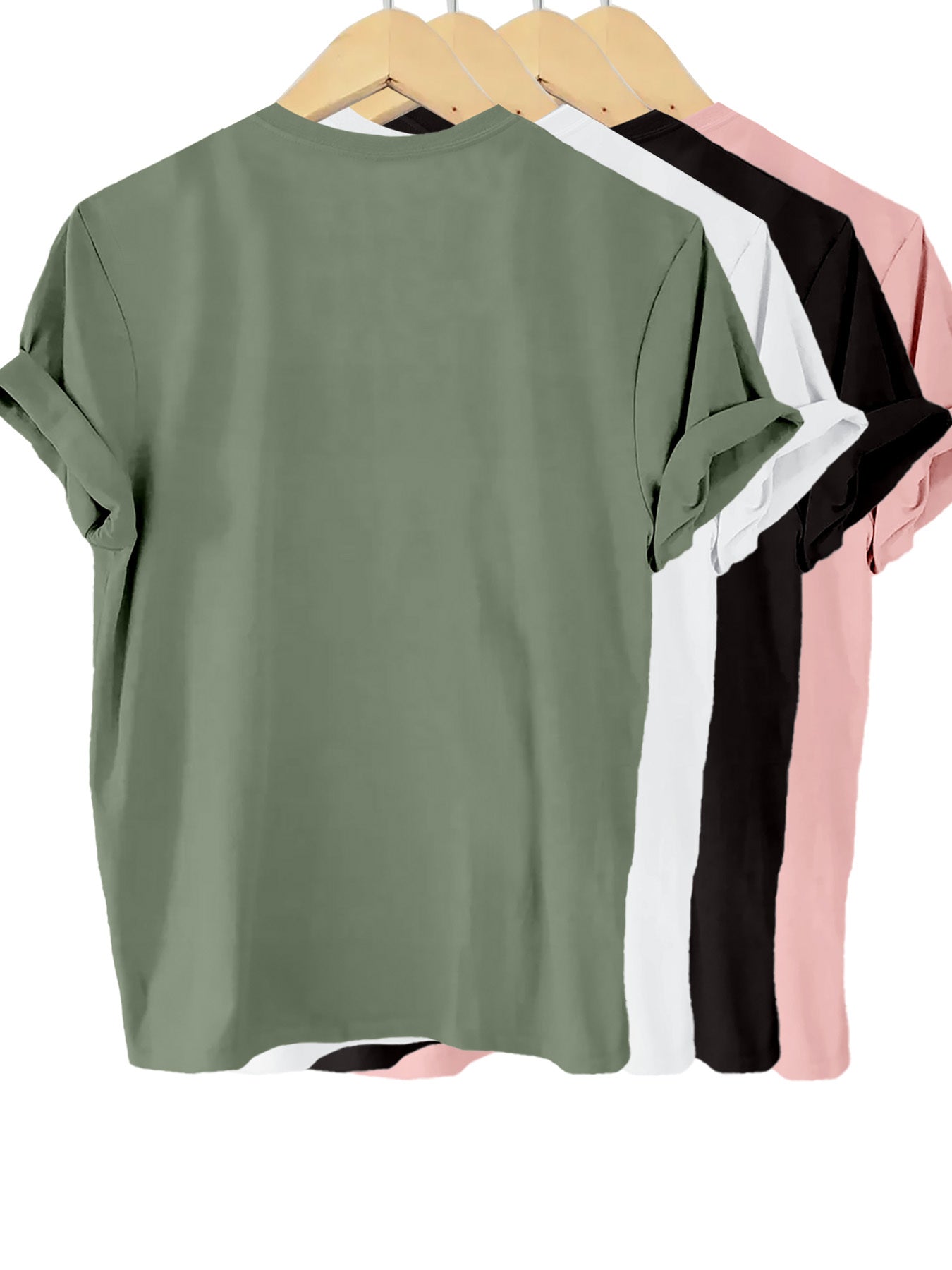 Women's Solid Color Cotton T-Shirts Pack for Summer and Spring Casual Short Sleeve Crew Neck