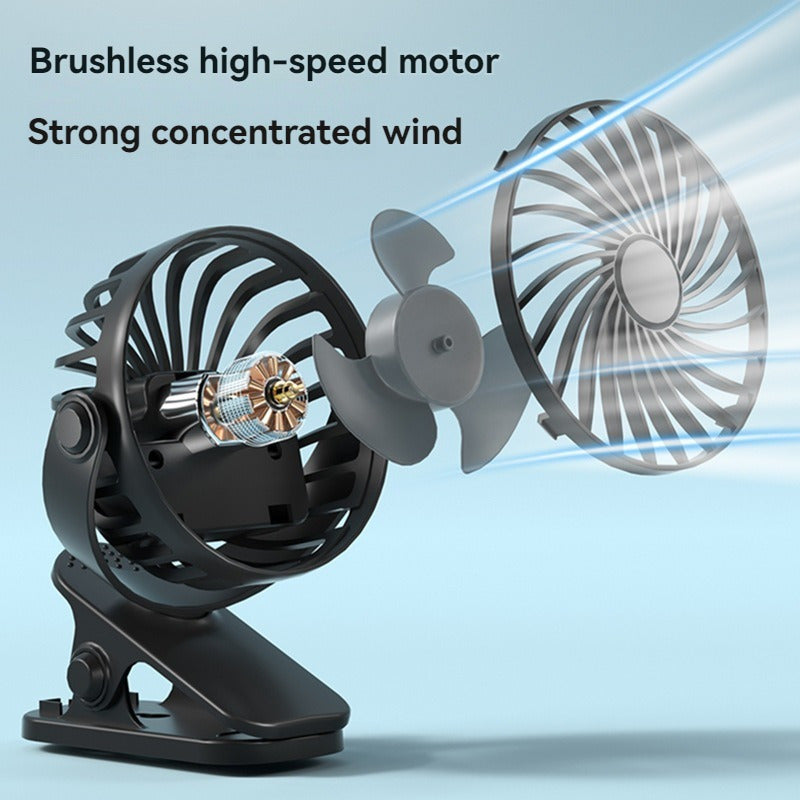 Mini Portable USB Clip Fan with Charging, Desktop and Wall Mount, Small Electric Fan