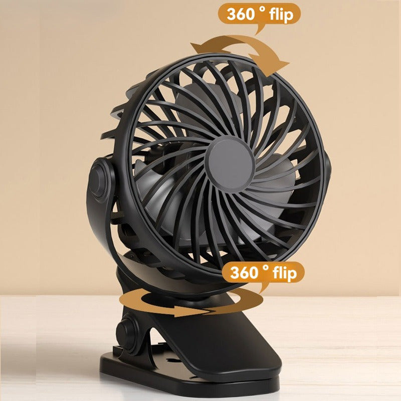 Mini Portable USB Clip Fan with Charging, Desktop and Wall Mount, Small Electric Fan