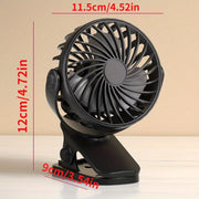 Mini Portable USB Clip Fan with Charging, Desktop and Wall Mount, Small Electric Fan