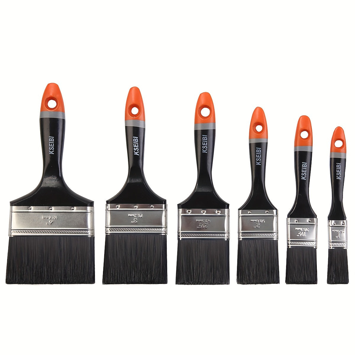 6-Piece Paint Brush Set with Tapered Bristles and Durable Handles for Walls Cabinets Fences