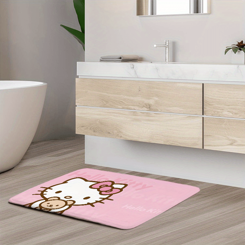 Cute Cartoon Door Mat Non-Slip Machine Washable Polyester Rug for Living Room Bedroom Bathroom