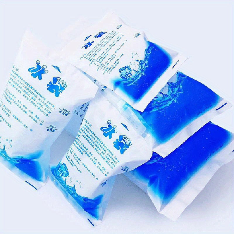 Set of 10 Reusable Ice Packs with Leakproof Water Injection for Food Cooling