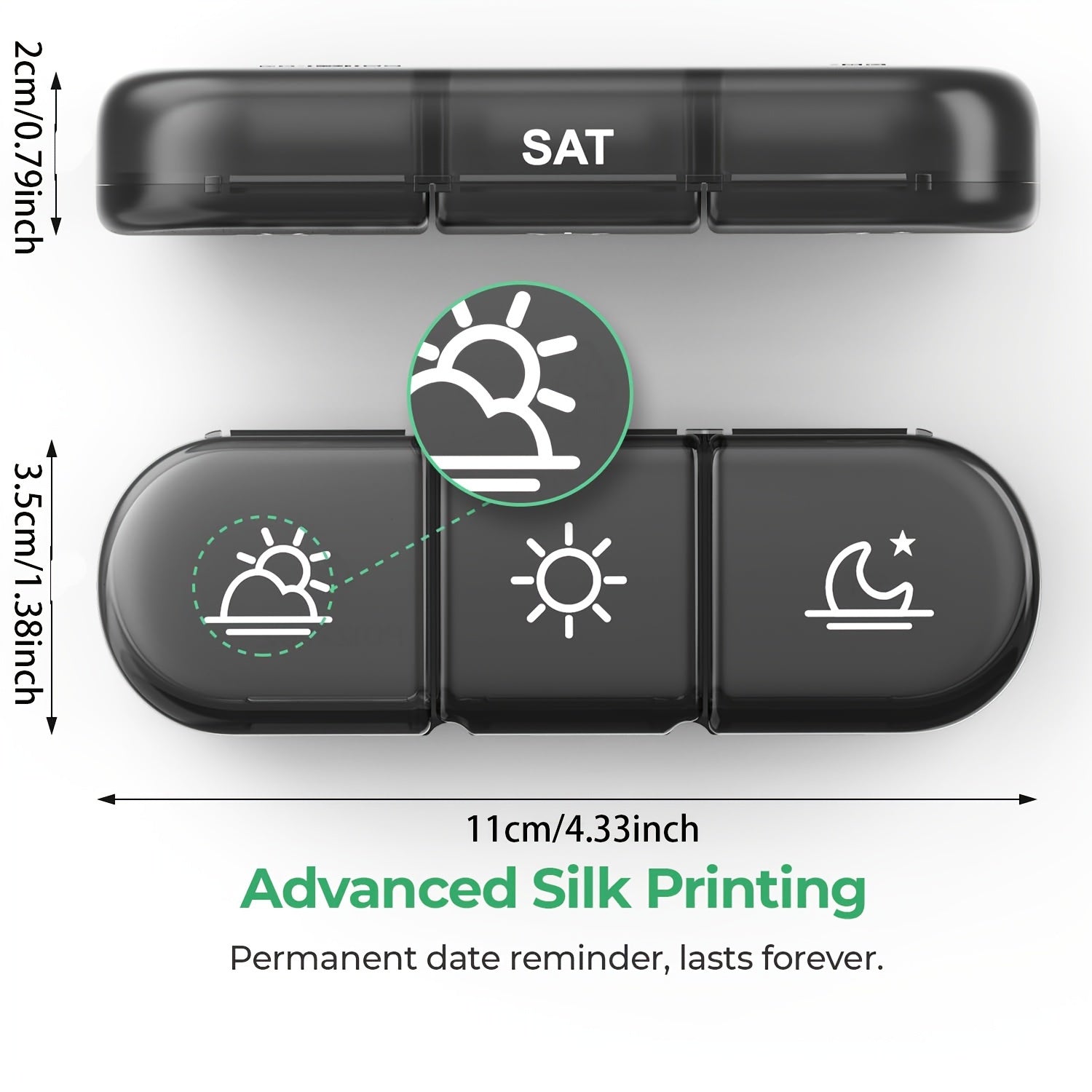 Women Adult Plastic Weekly Pill Organizer 7-Day Medication Case with Light-Proof Compartments