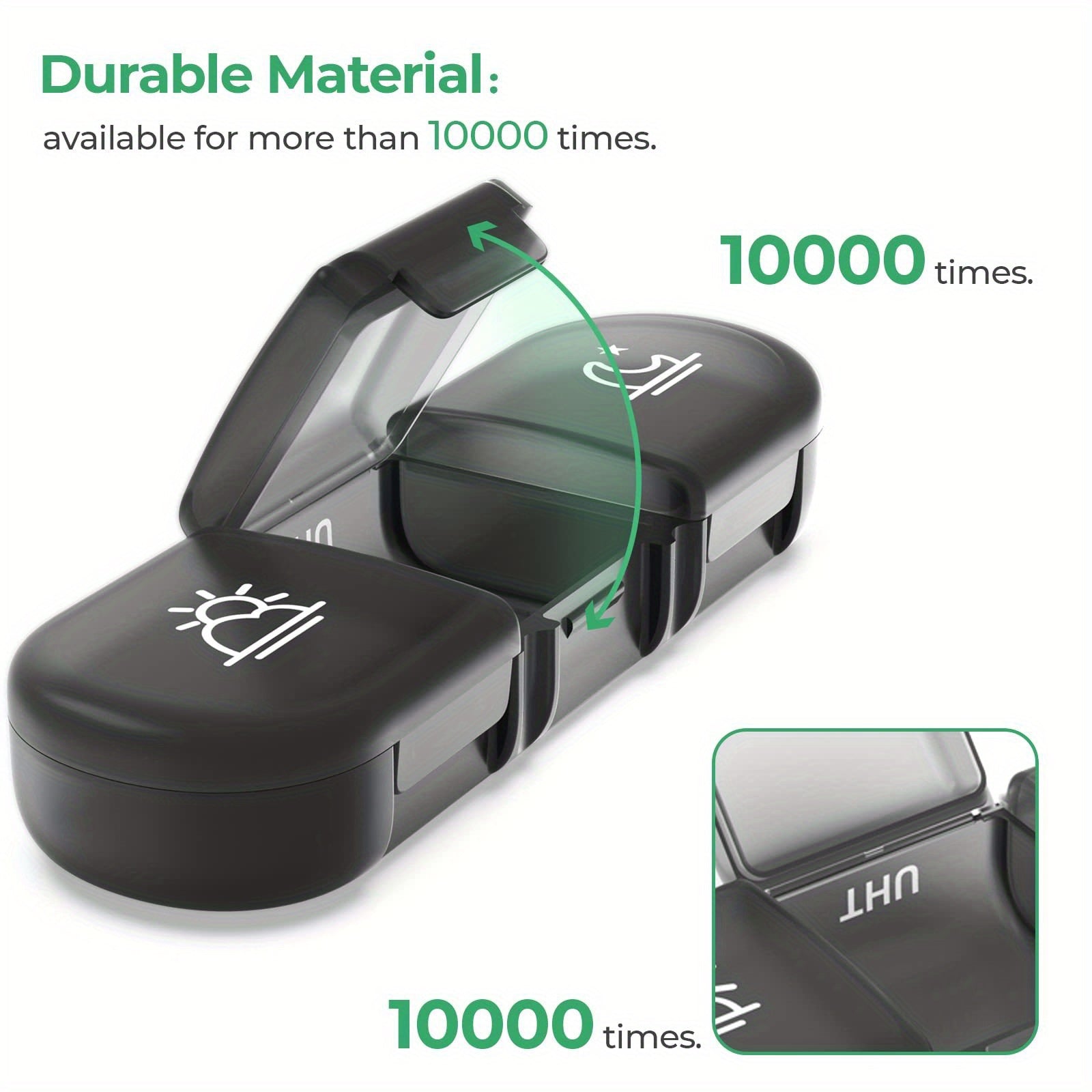 Women Adult Plastic Weekly Pill Organizer 7-Day Medication Case with Light-Proof Compartments