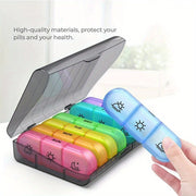 Women Adult Plastic Weekly Pill Organizer 7-Day Medication Case with Light-Proof Compartments