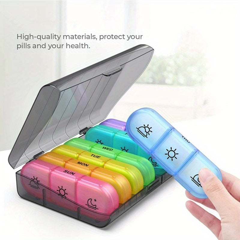 Women Adult Plastic Weekly Pill Organizer 7-Day Medication Case with Light-Proof Compartments