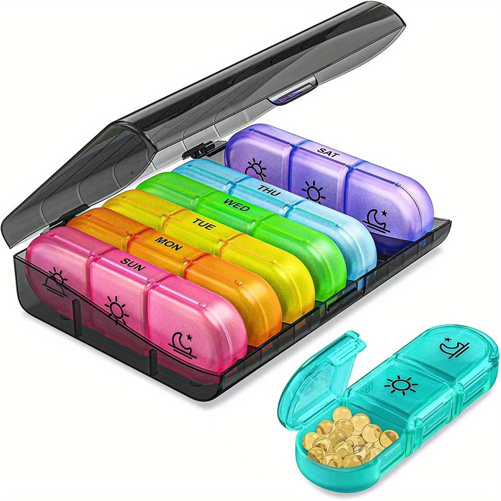 Women Adult Plastic Weekly Pill Organizer 7-Day Medication Case with Light-Proof Compartments