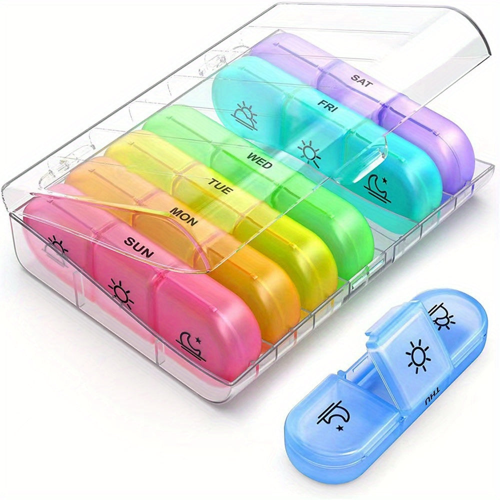 Women Adult Plastic Weekly Pill Organizer 7-Day Medication Case with Light-Proof Compartments