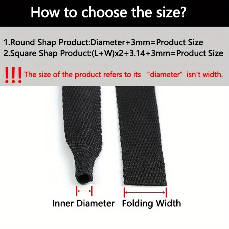 Manga de cable trenzada de encogimiento por calor de 12-90mm, aislamiento retardante de llama, envoltura de cable