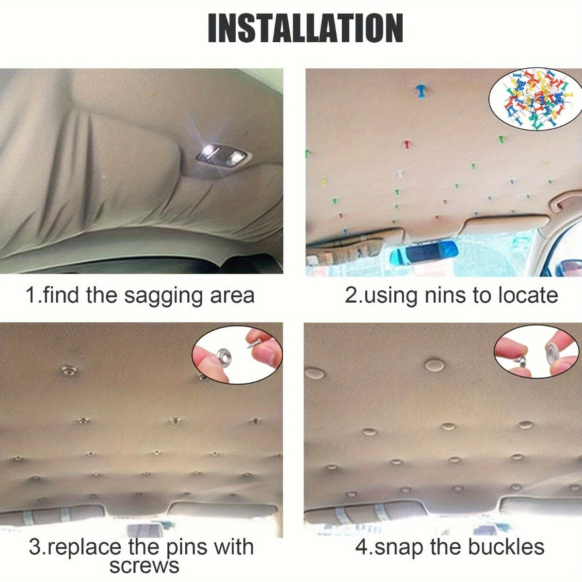 Car Roof Liner Repair Kit 10/30Pcs Ceiling Buckle Sagging Headliner Pins