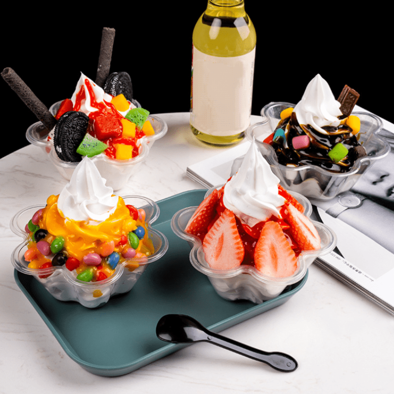 Transparent Plum Plastic Ice Cream Bowls Set of 50 or 100