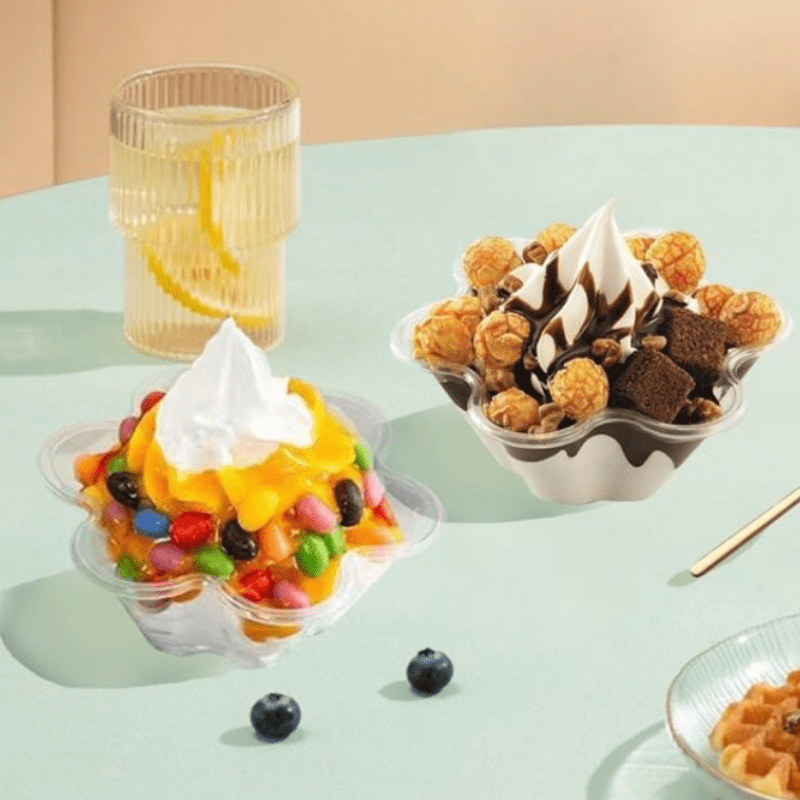 Transparent Plum Plastic Ice Cream Bowls Set of 50 or 100